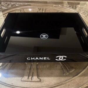 Authentic CHANEL black makeup and jewelry organizer vanity tray